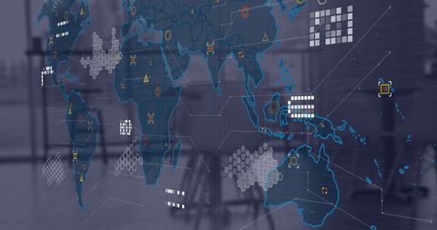 Abstract Global Technology Map with Circuit Board Elements - Download Free Stock Images Pikwizard.com