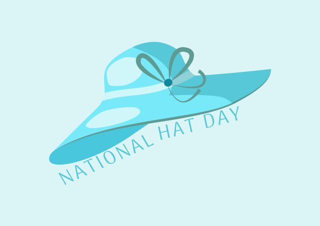 Illustration featuring a stylish blue hat with a bow design, promoting National Hat Day. Ideal for use in promotional materials, social media posts, or event invitations that celebrate hats and fashion. The light blue background and clean lines make it suitable for graphic design projects and festive announcements.