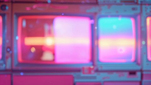 Retro neon crt screens with cyberpunk aesthetics