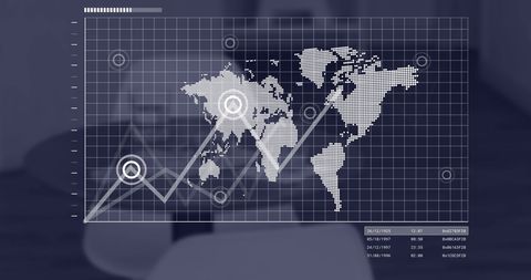 Global financial data and world map interface