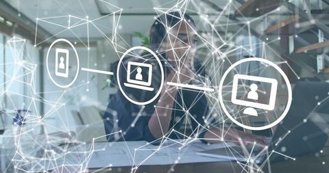 Professional woman collaborating in wireless network environment