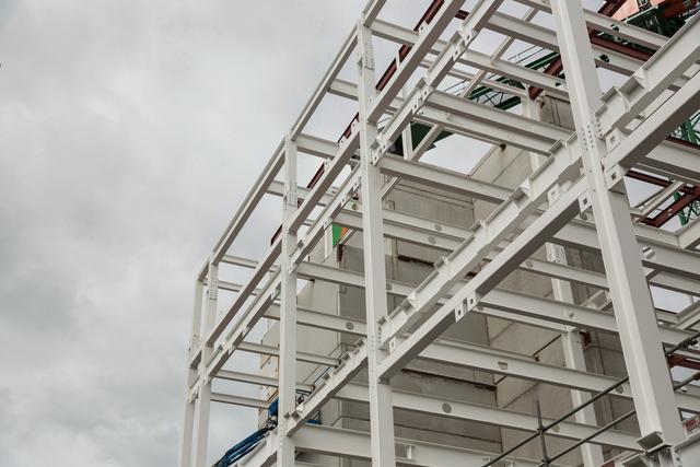 View of scaffolding on building at construction site