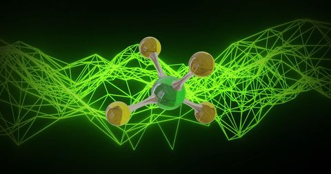 3D Molecule Representation with Green Network on Black Background - Download Free Stock Images Pikwizard.com
