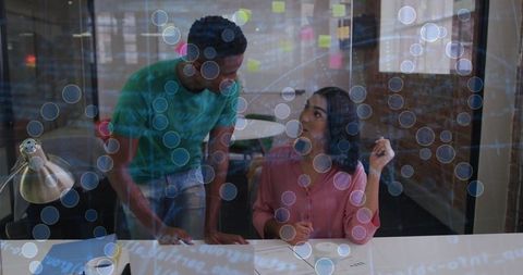 Modern business innovation with data interactivity in office setting