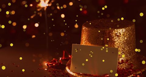 Festive Celebration Background with Hat and Sparklers