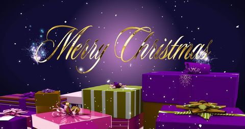 Festive Merry Christmas Greeting with Colorful Gifts