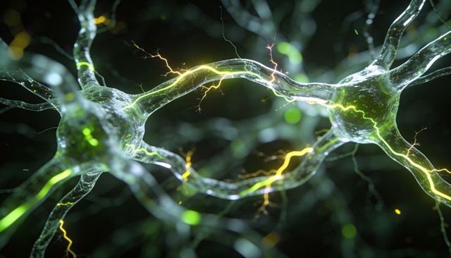 Glassy neurons transmitting electric sparks along translucent axons and dendrites