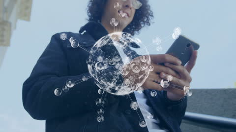 Global Connections Concept with Man Using Smartphone