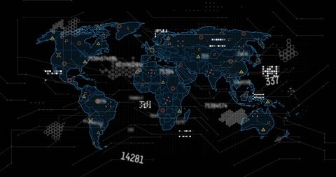 Futuristic World Map with Digital Data Graphics - Download Free Stock Images Pikwizard.com