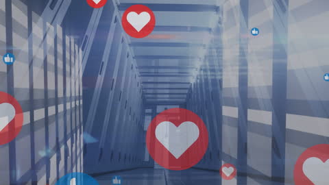 Social Media Icons in Virtual Server Room Environment