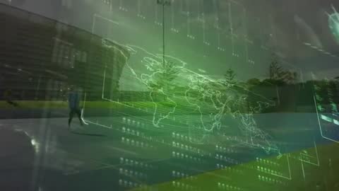 Athlete Sprinting with Dynamic Holographic Analytics Display