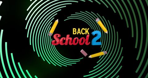 Back to school promotions with green spiral design