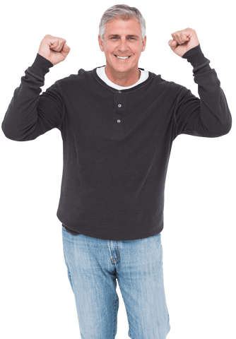 smiling middle-aged man wearing casual clothes cheering - Download Free Stock Videos Pikwizard.com
