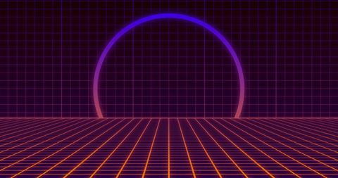 retro futuristic neon grid with glowing circle background - Download Free Stock Images Pikwizard.com