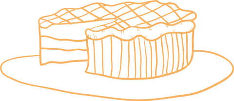 Hand-drawn cake illustration on transparent background for parties