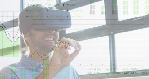 Businessman Using VR for Financial Data Visualization