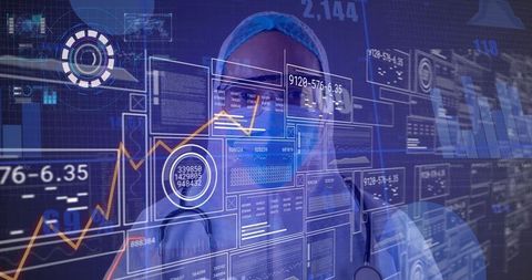 Futuristic healthcare technology featuring holographic data analysis