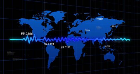 Global Data Analysis with World Map and Pulse Wave - Download Free Stock Images Pikwizard.com