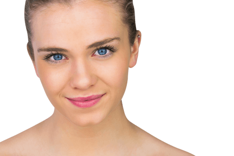 Smiling Blonde Woman with Radiant Skin on Transparent Background