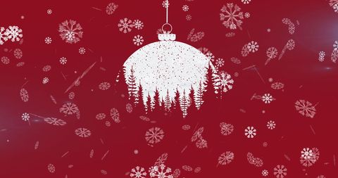Christmas Ornament with Snowflakes on Red Background