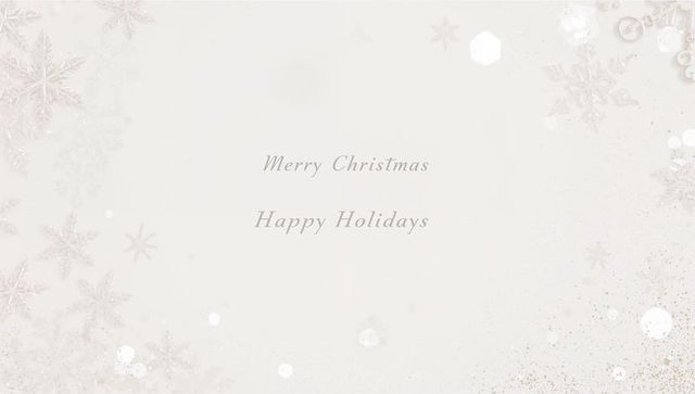 Minimal elegant ivory christmas greeting card with snowflake border and gold glitter