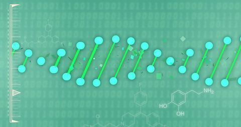 dna strand and chemical formulas circuits on green background - Download Free Stock Images Pikwizard.com