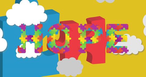 Autism awareness with colorful puzzle piece logo