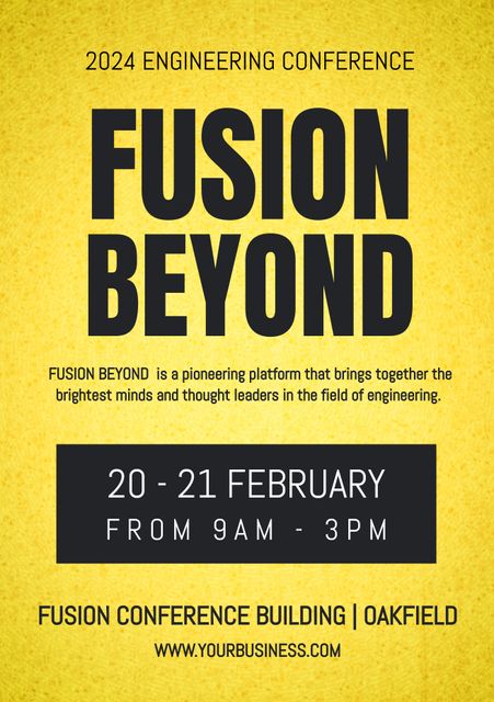 Fusion Beyond Engineering Conference 2024 Poster with Yellow and Black Theme - Download Free Stock Videos Pikwizard.com