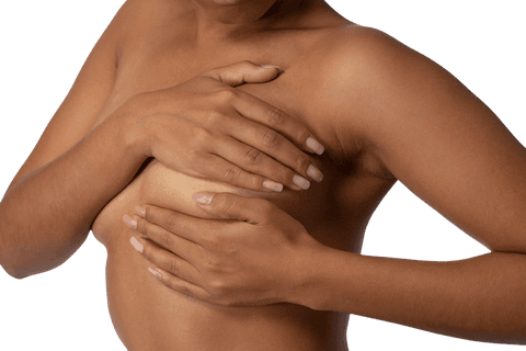 Transparent Hands Covering Breast for Awareness Campaign