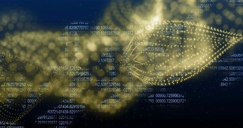 Golden Data Wave Flowing Through Dotted Node Mesh With Numeric Streams and Digital Glow