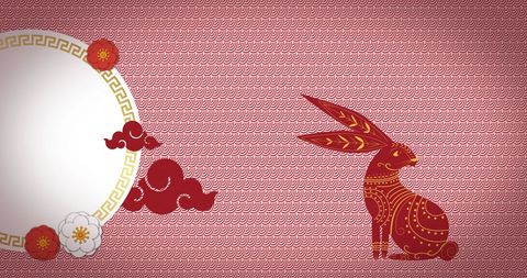 Elegant Lunar New Year Theme with Rabbit on Intricate Floral Pattern - Download Free Stock Images Pikwizard.com
