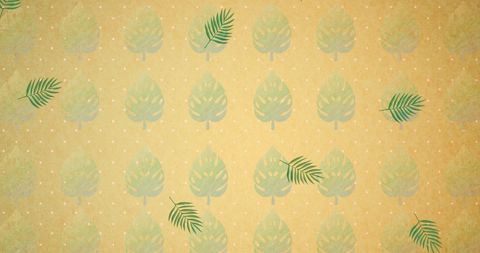 Pattern of tropical leaves on warm orange background
