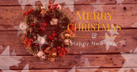 Festive Christmas Wreath with Merry Christmas and Happy New Year Message - Download Free Stock Images Pikwizard.com
