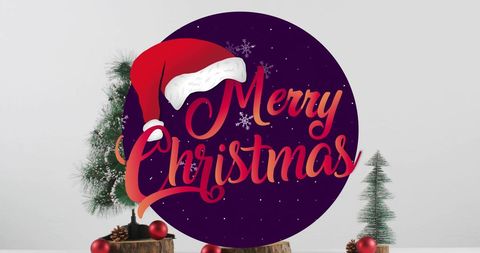 Merry Christmas Text with Festive Decorations