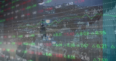 Abstract Financial Stock Market Display with Light Trails