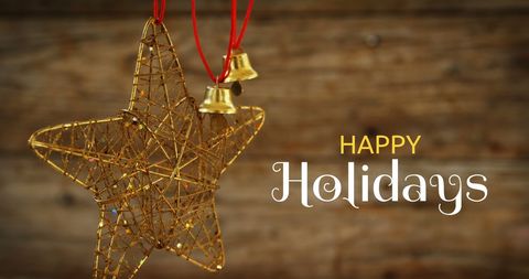 Festive Christmas Star and Bells with Happy Holidays - Download Free Stock Images Pikwizard.com