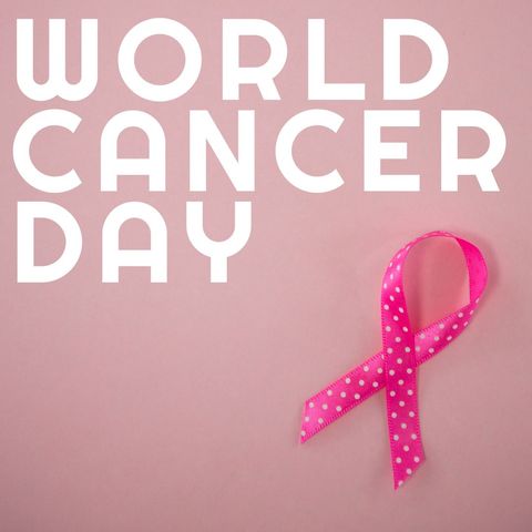 Pink ribbon symbolism for world cancer day awareness