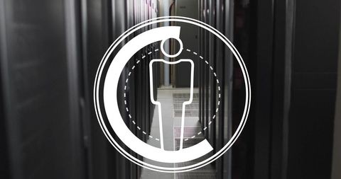 Tech Icon Overlay on Servers in Data Center Corridor - Download Free Stock Images Pikwizard.com