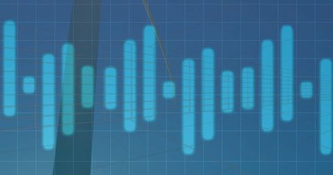 Glowing Cyan Waveform on Digital Data Screen