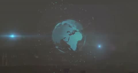 Holographic Globe with Padlock Icons Representing Cybersecurity