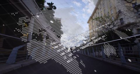 Digital World Map Overlaying Citybridge Background