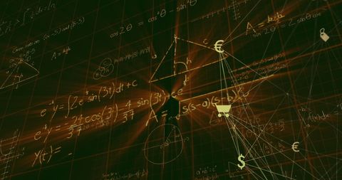 Abstract Network Interface with Mathematical Equations - Download Free Stock Images Pikwizard.com