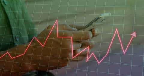 Businessman Analyzing Growth on Smartphone with Graph Overlay