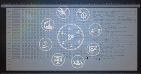 Digital Interface Data Processing with Futuristic Icons