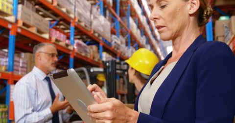 Warehouse Manager Working with Digital Tablet During Inspection - Download Free Stock Images Pikwizard.com