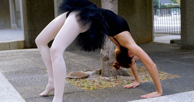 Ballet Dancer Practicing Stretching Outdoors - Download Free Stock Images Pikwizard.com