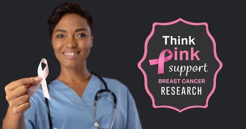 Female Doctor Promoting Breast Cancer Awareness