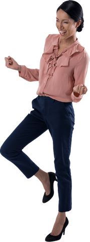 Happy Female Executive Celebrating with Transparent Background