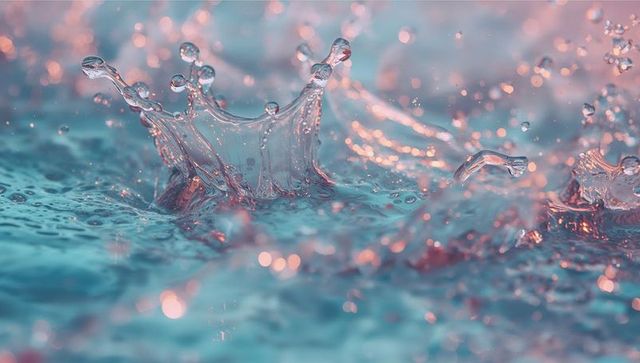 Colorful water splash with crown formation and ripples