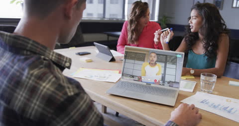 Business Team Collaborating in Video Call Meeting